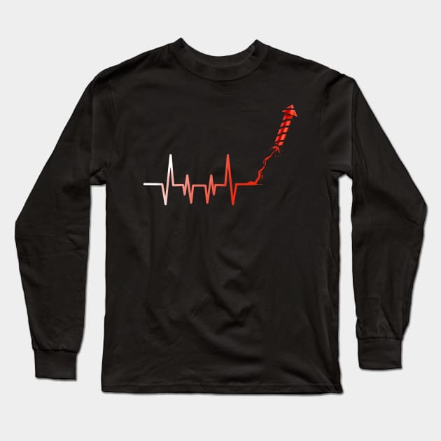 Heartbeat Firework Rocket Long Sleeve T-Shirt by SinBle